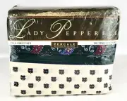 Vtg Lady Pepperell Haddington Hunter Green Percale Full Sheet Set 180 Thread Cnt