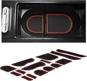 CupHolderHero fits Subaru Impreza WRX STI Accessories 2008-2014 Premium Interior Non-Slip Anti Dust Cup Holder Inserts, Center Console Liner Mats, Door Pocket Liners 15-pc Set (Red Trim)