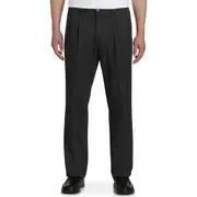 Harbor Bay by DXL Waist-Relaxer Pleated Twill Pants in Black at Nordstrom, Size 58 X 28