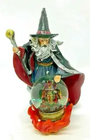 Wizard with Waterball Jewelled Color Dragon in his Crystal Ball