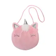 2 Pcs New Plush Cartoon Shoulder Bag Boys Crossbody Messenger Bags For Girls Party Gift Fashion Shiny Unicorn Handbag Purse