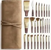 YESDEX Paint Brushes Set – 23Pcs Artist Paint Brush for Watercolor & Acrylic, Premium Paintbrush with Cloth Roll Bag & Palette Knife, Art Supplies for Gouache, Canvas, Miniature, Face Painting
