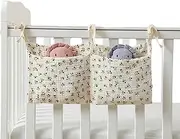 Baby Crib Organizer | Multifunctional 2 Pockets Diaper Caddy Organizer - Baby Organizer for Changing Table and Baby Crib, Nursery Organization, Crib Accessories Hixip