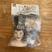 New Porcelain Man Caroler Black Hat Heads & Hands Mangelsen’s 2-1/4" & 2.5"