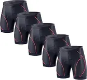 [Generic] Athletic Workout Performance Baselayer Underwears Compression Shorts for Men Support Mens Pouch Underwear, Red-pc5, XX-Large