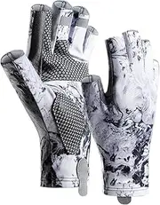 UV Protection Fishing Fingerless Gloves UPF50+ Sun Gloves Men Women for Kayaking, Hiking, Paddling, Driving, Canoeing, Rowing (Glacier White, L)