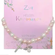 [Scinzene] Bracelet for Girls - Elegant Communion Gift, First Communion Gifts with Crystal Beads and Pendant, Personalised Gift Box Included
