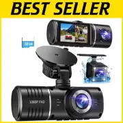 Car Dash Cam with Loop Recording & G-Sensor - 3 Channel Protection, Easy Install