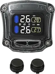 M3-B Wireless Motorcycle TPMS Real Time Tire Pressure Monitoring System Universal 2 External Internal Sensors LCD Display(Black)
