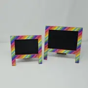 2 NWT Tabletop Chalkboard Easel Blackboard Shelf Message Boards Rainbow Borders