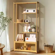 Fin 6 Tiers Freestanding Bamboo Storage Shelf High & Low Shelf Bookshelf Plant Stand
