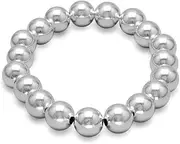 [JewelryWeb] 18 Centimeters 10mm 925 Sterling Silver Bead Stretch bracelet Stretch-Bracelet for Women