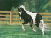 Horse Tile Backsplash Kim McElroy Equine Art Ceramic Mural KMA038