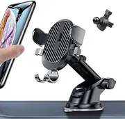 Car Phone Holder Mount [Military-Grade Suction & Stable Hook] Phone Stand for Mount [Super Stable] Automobile Cell Phone Holder Car Mount for iPhone Universal Car Dashboard Mount Fit All Smartphone