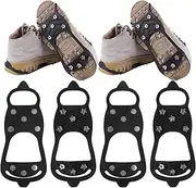 [WBCBEC] 2 Pairs Non Slip Gripper Spike Ice Traction Cleats Walk Traction Cleat Durable Ice Snow Grips for Shoes, Boot with 8 Steel Studs Crampons
