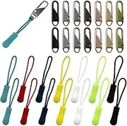 BDS-HOME 28 Piece Zipper Pull Replacement Kit - Detachable Zipper Cord Extension Fastener Metal Slider Replacement Fastener Nylon Rope for Luggage, Backpack, Jacket, Purse