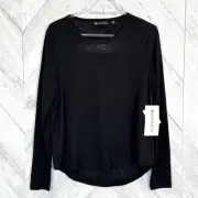 Athleta Breezy Long Sleeve Top Womens Size XS Black Shirt Modal New NWT