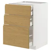 METOD / MAXIMERA base cb 3 frnts/2 low/1 md/1 hi drw, white/Voxtorp oak effect, 60x60x80 cm