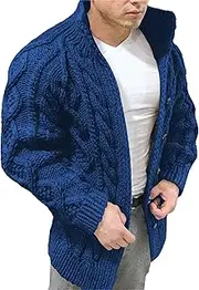 [Generic] Men's Oversize Stand Collar Cardigan Men Winter Wool Knitted Cardigan Sweater Button Knitted Jacket for Men