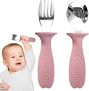 Vgvgaj Baby Forks and Spoons | Baby Silverware Toddler Utensils Set | Food Grade Silicone Flatware, Silverware Children Safe Easy Grip Handles for Led Weaning Ages
