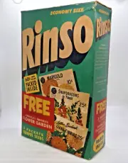 RARE 1953 Rinso Green Box Soap Powder w/Solium Free 3 Burpee Seed Packs