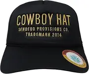 [Sendero Provisions Co.] Cowboy Adjustable Snapback Foam Trucker Hat with Embroidered Design & Mesh Back for Breathability (Black/Gold) - One Size, Black, One Size