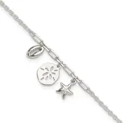 Sterling Silver Shells 9In Plus 1 In Ext. Anklet