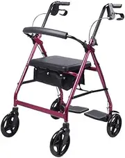 Walker for Seniors Rollator Rollator Walker with Seat Folding Aluminum Rolling Walker with Wheels Folding Rollator for Seniors 8-Levels Adjustable Handrail,Red (Red) Little Surprise