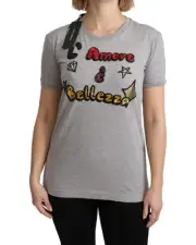 Dolce & Gabbana Dolce Gabbana TSH5154 LAmore Bellezza TShirt Women Gray Sweaters