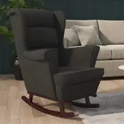 Rocking Chair with Solid Wood Rubber Legs Wing Back Chair Armchair Velvet vidaXL