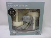 NIB WAYLAND SQUARE WOMEN'S MEMORY FOAM SLIPPER BOOTS SZ M (9-10) GRAY INC GLOVES