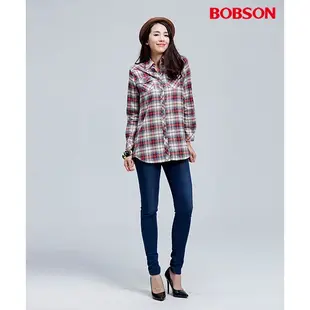 BOBSON 女款優質觸感緊身深藍牛仔褲8071-53