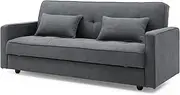 [Priceworth] Junny 3-Seater Sofa Bed with Storage, Versatile Bedroom and Living Room Furniture, Durable Couch Constructed with a Solid Wood Frame, Polyester Upholstery, 91 H x 207 W x 90 D CM, Blue