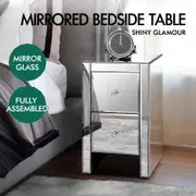 ALFORDSON Mirrored Bedside Table Cabinet Nightstand Side End Table Drawers