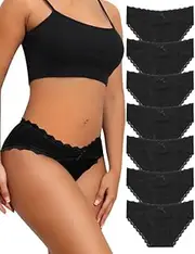 [Levao] Cotton Underwear Women's Briefs Women's Lace Hipster Breathable Sexy Panties Multipack 7