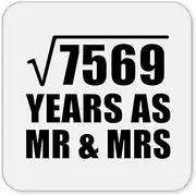 [Designsify] Gifts, 87th Anniversary Square Root of 7569 Years As Mr & Mrs, Drink Coaster Mat Wipe-Clean Non-Slip Non-Skid Cork Back, for Birthday Mom Dad Parents Fathers Mothers Day Party