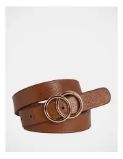 [Basque] Brittany Double Ring Leather Belt in Tan