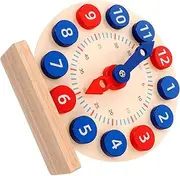 HOOTNEE Educational Boys and Girls Clock Learning Cognition Clock for Toddlers Safe Wooden Dials