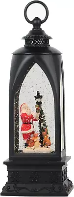 12” Christmas Snow Globe Lantern Snowman with Music & Timer, USB Lined/Battery O