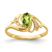 Solid 14k Yellow Gold 6x4mm Oval Simulated Peridot AAA CZ Ring