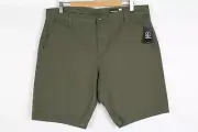 Volcom Men's Shorts 10" Road Trip Cotton Stretch Military Green A0902402