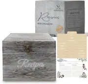 Rustic Wooden Recipe Box with Cards and Dividers | Paulownia Wood, Conversion Ch