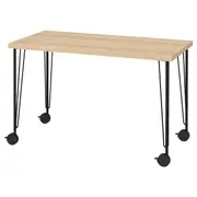 LAGKAPTEN / KRILLE desk, white stained oak effect/black, 120x60 cm