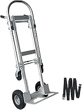 Trailer Hand Truck Convertible Aluminum Hand Truck Dolly Cart,Heavy Duty, 2 in 1,Collapsible with 2 Big Wheels,1000Lbs Load Home Hand Truck