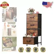 Compact 4-Drawer Organizer Unit for Bedroom or Entryway - Rustic Brown Finish