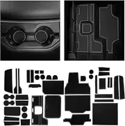 CupHolderHero fits RAM 1500 Accessories 2013-2024 Premium Custom Interior Non-Slip Anti Dust Cup Holder Inserts,Center Console Liner Mats, Door Pocket 44pc Set (Crew Cab with Bucket Seats) (Gray Trim)