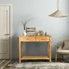 Spitiko Homes Console table with two drawers Mango Wood table natural 36x14x30