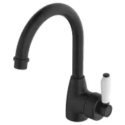 Eleanor Gooseneck Basin Mixer, Matte Black &amp; Ceramic