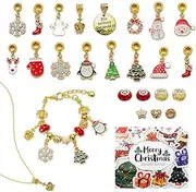 Christmas Advent Calendar 2024 - Christmas Vacation Countdown Calendars Charm Bracelets with 2pcs DIY Charm Bracelets Kits Creative Jewelry Making Kit Present for Women (B)