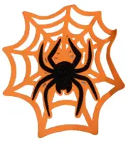 Felt Glitter Black Spider Orange Web Halloween Wall Decoration Spooky 18" x 15"